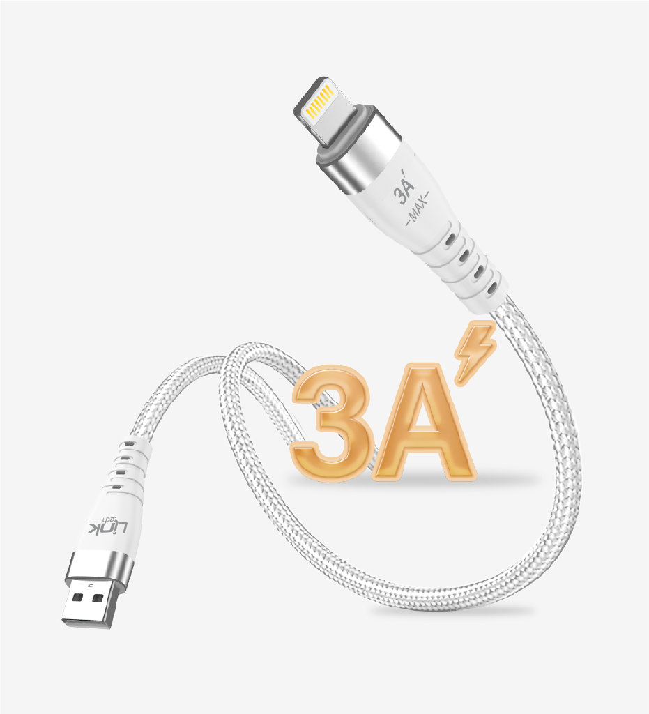 K651 Premium Super Charge 100cm 3A Örgülü Metal Başlı USB Lightning Şarj Kablosu