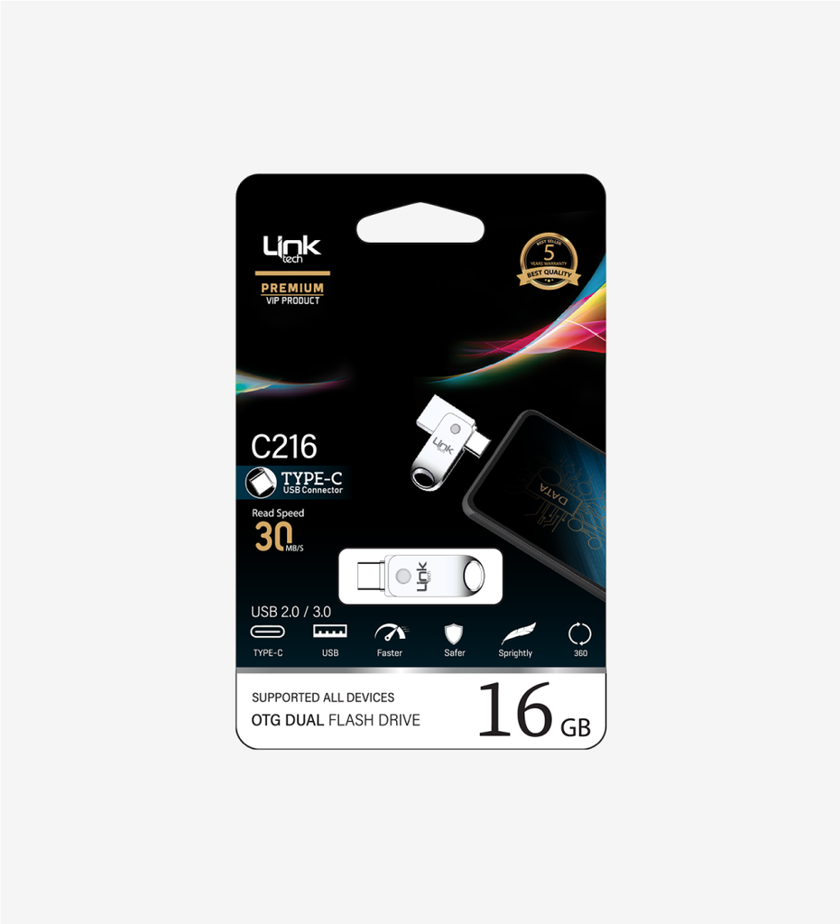 C216 Premium Dual 30mb/s 16GB Tip-C USB OTG Flash Bellek