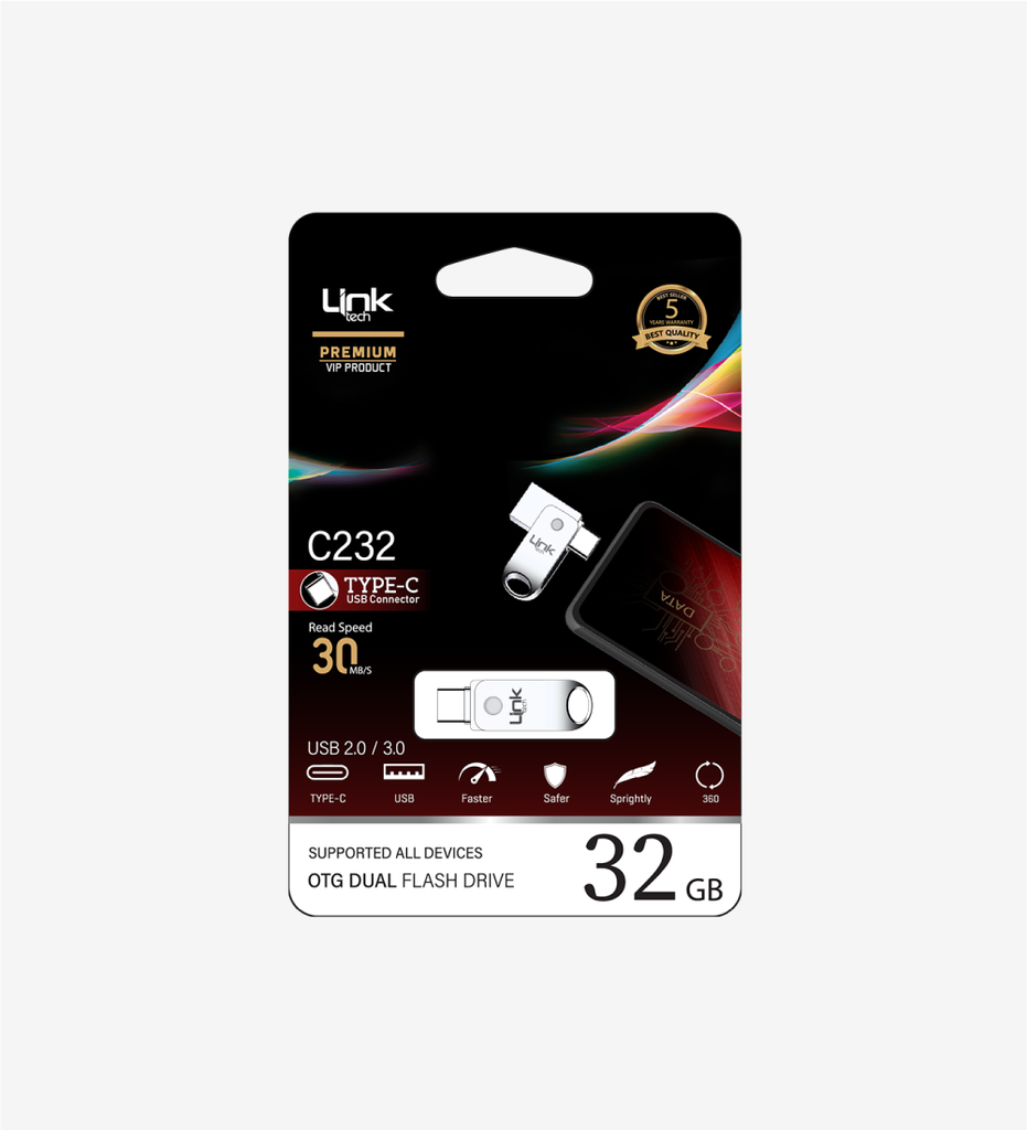 C232 Premium Dual 30mb/s 32GB Tip-C USB OTG Flash Bellek