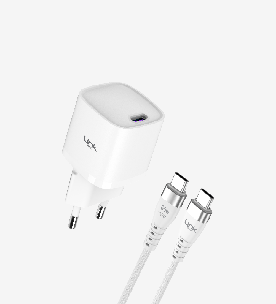 G842 Premium Tip-C Kablolu Mini 20W USB-C Süper SI GaN Şarj Adaptörü