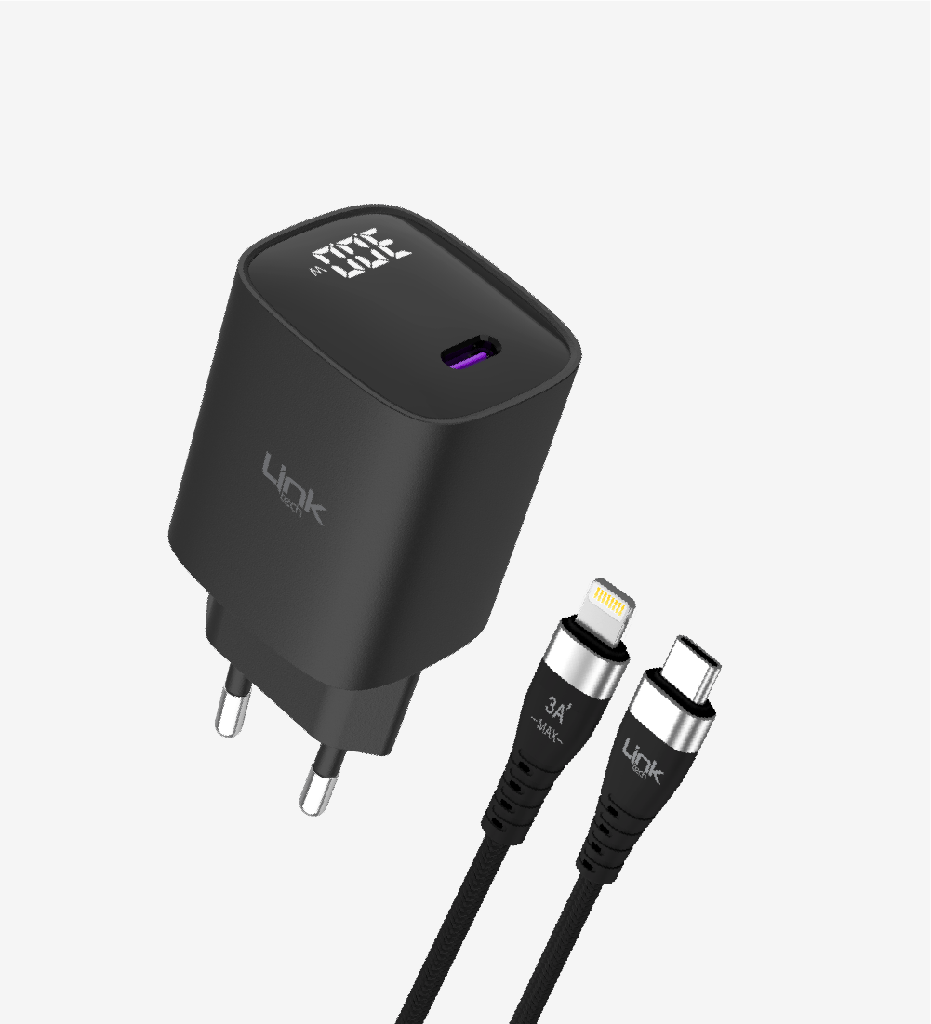 G848 Premium Tip-C Lightning Kablolu Mini 30W USB-C Süper SI GaN Şarj Adaptörü