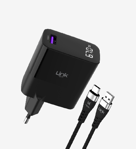 [LNG-G860] G860 Premium USB-A'dan Tip-C'ye Kablolu 67W Süper SI GaN Adaptörü